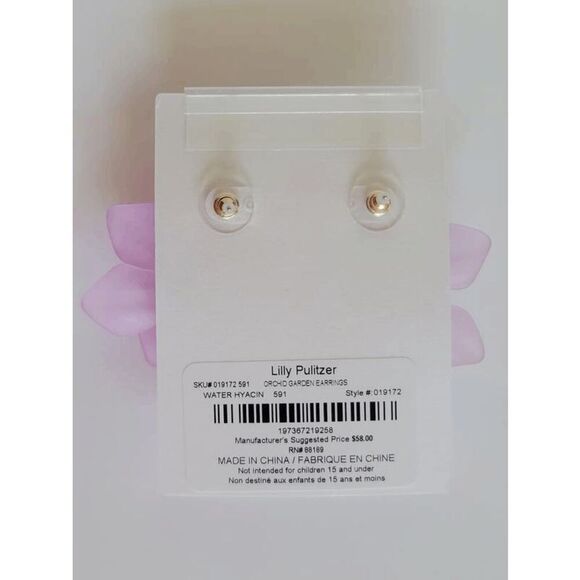 🌺 LILLY PULITZER Oversized Orchid Garden Earrings NEW WITH GIFT BAG - Picture 8 of 14